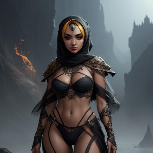 Girl in Hijab: Detailed Fantasy Art in 8K