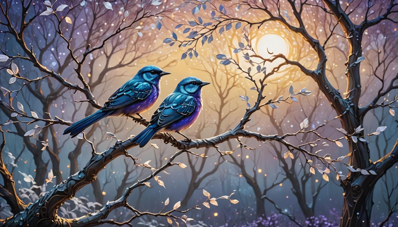 Mystical Bird in Silver Landscape, Fantasy Concept Art