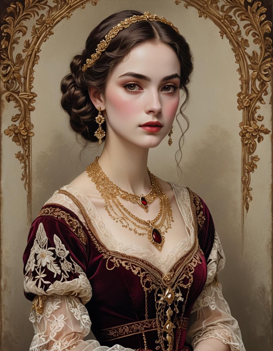 Ethereal French Beauty in Whimsical, Art Nouveau-Inspired Po...