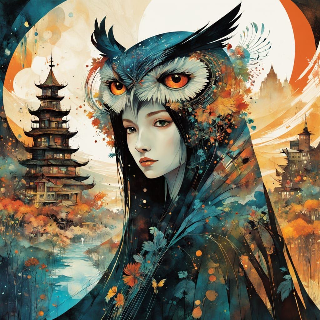 Owl Fabric Reveals Cityscapes in Watercolor and Ink