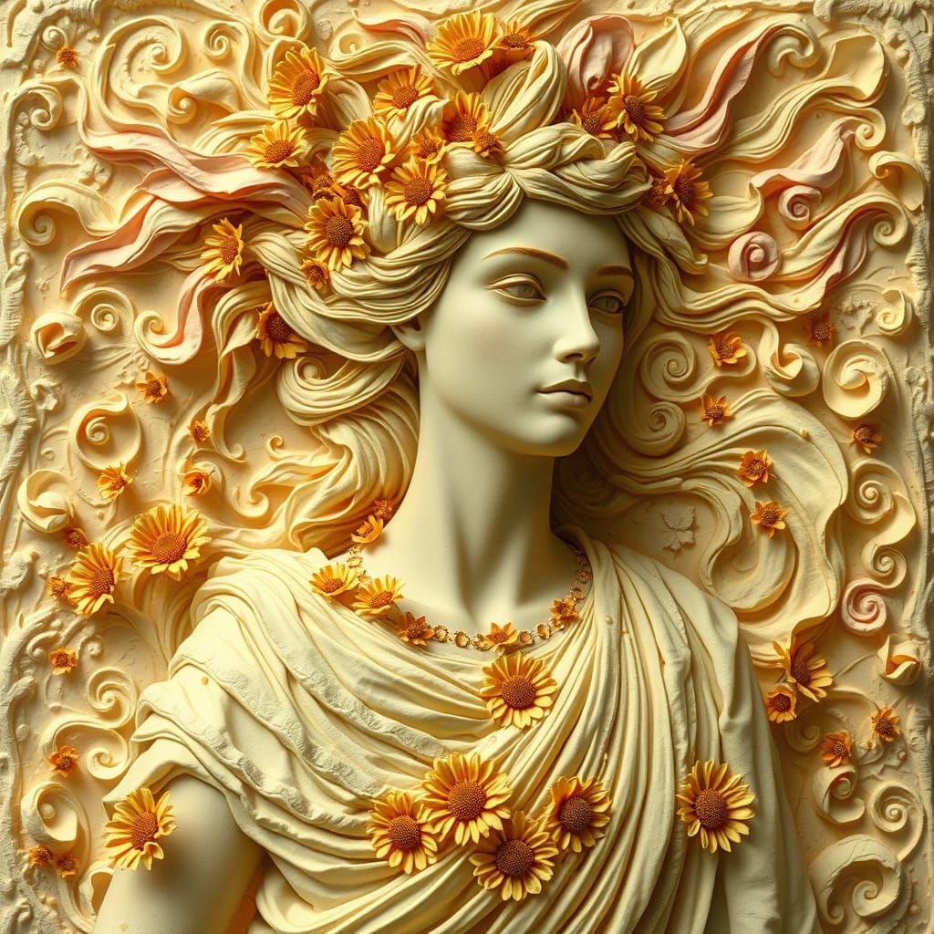 Ethereal Goddess Sculpture of Petals and Flowers