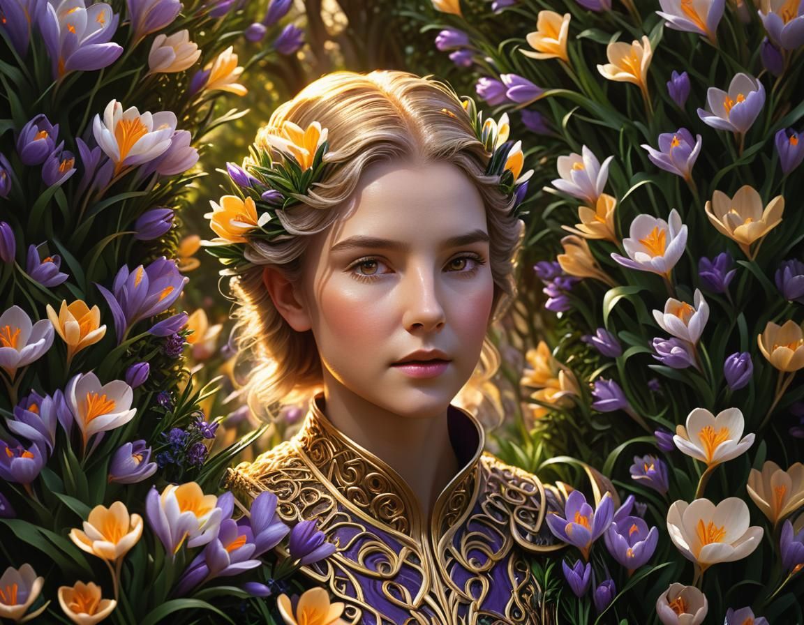 Crocus Maze Portrait in Art Nouveau Style