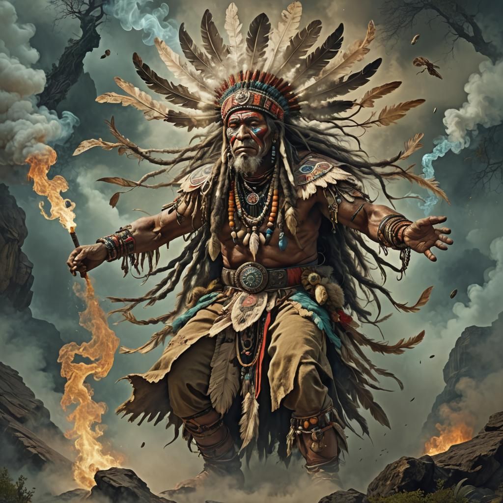 Shaman in Mystic Reality: Impasto Painting