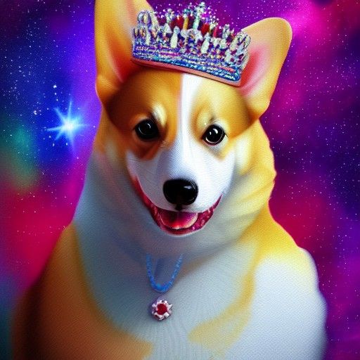 Queen Elizabeth's Corgis in Astral Illustration