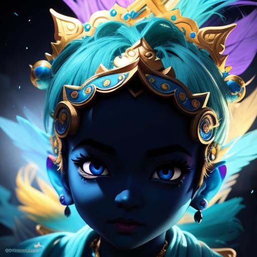 Cute Krishna Kawaii Cartoon Character in 8K