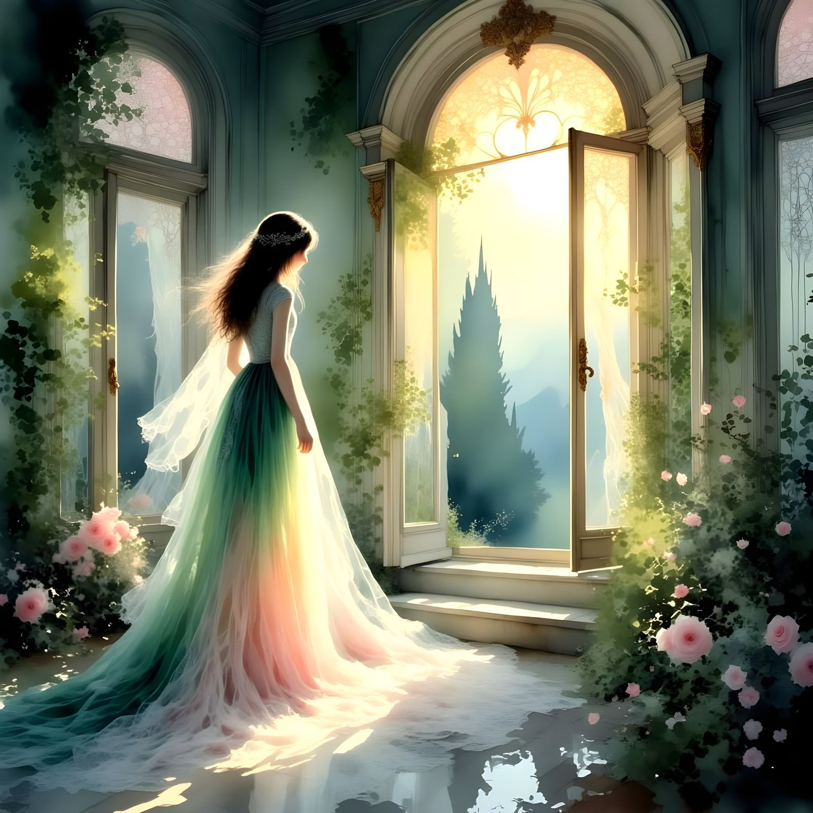 Golden Heart Portal in Whimsical Fantasy World