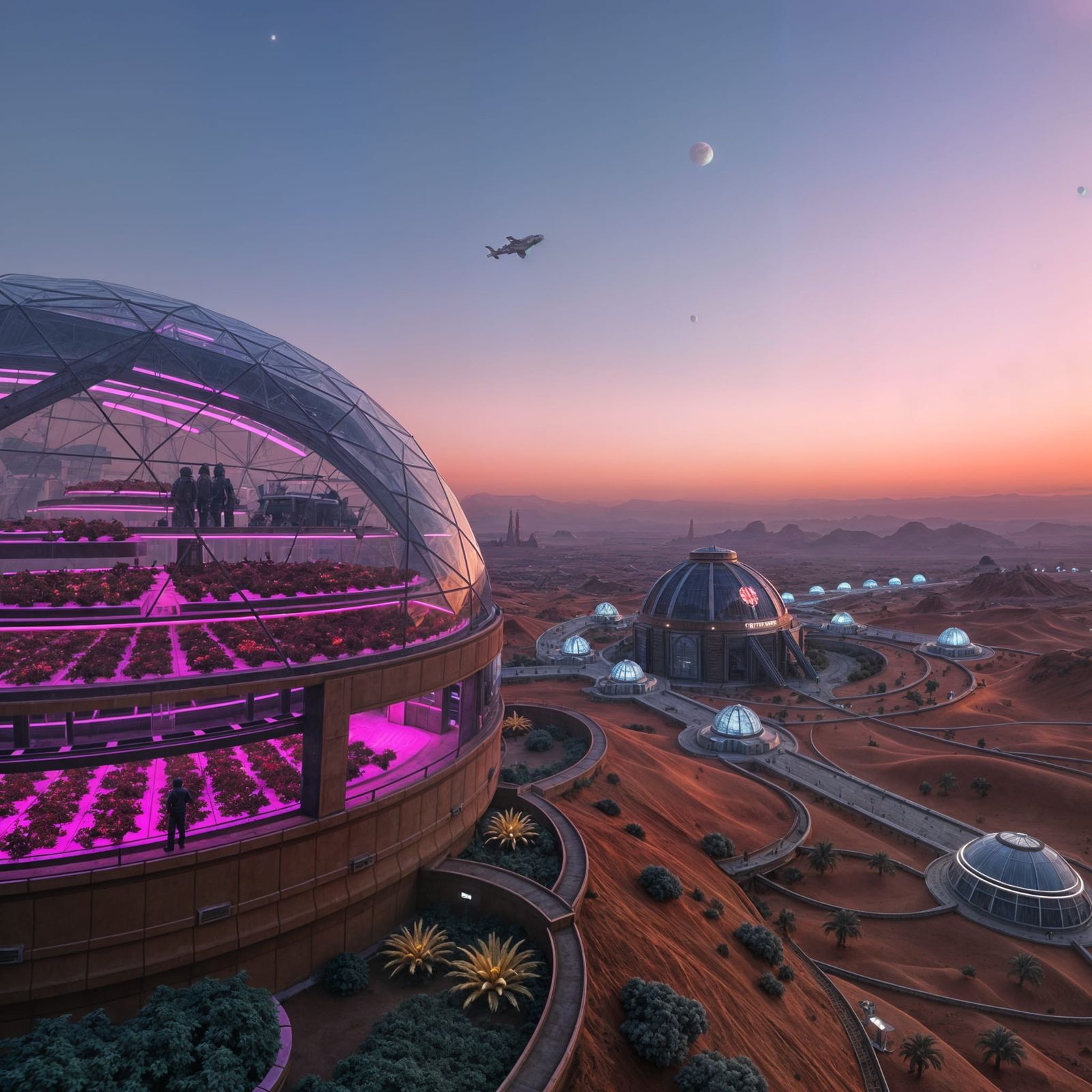 Hyper-Realistic Mars City Under Geodesic Dome