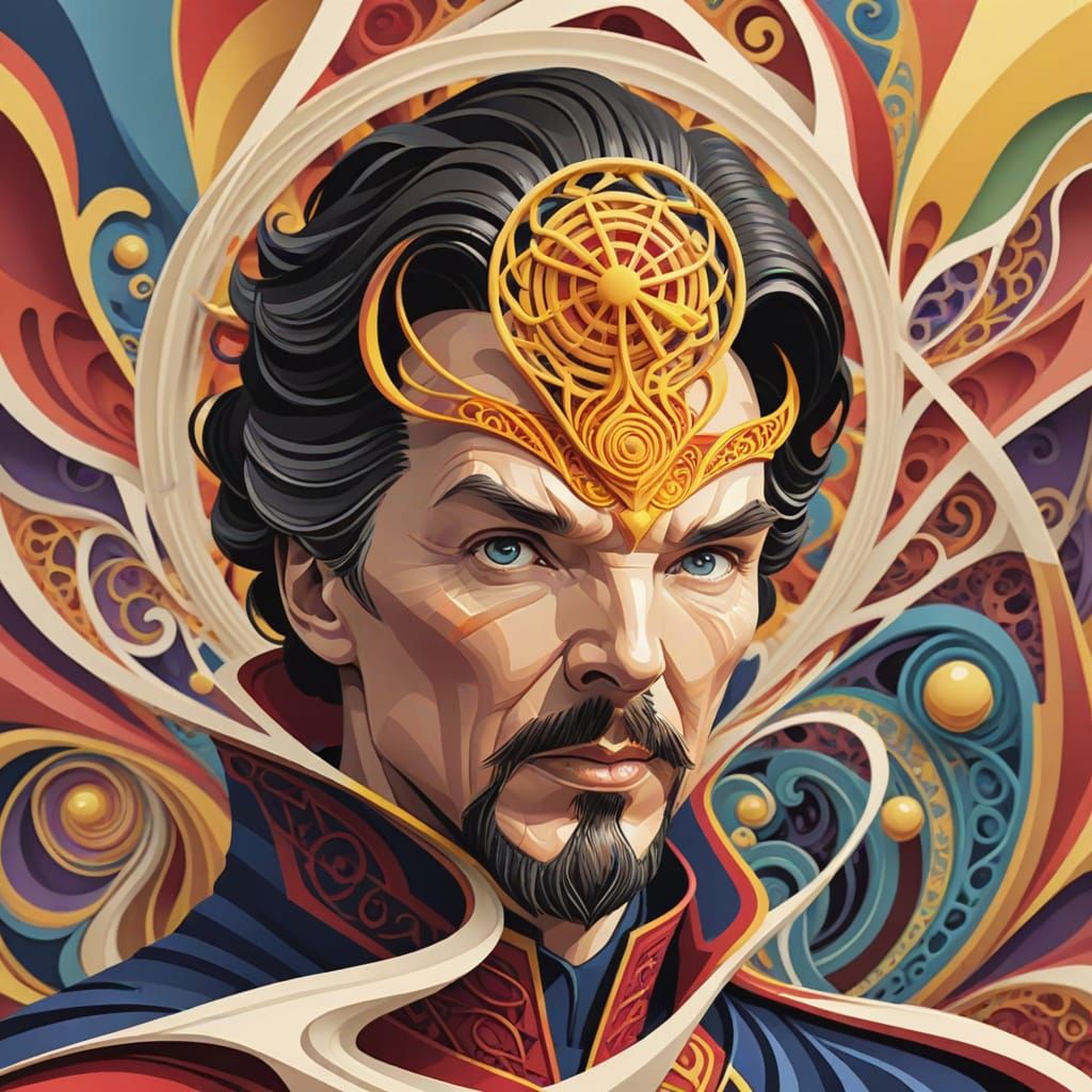 Abstract Dr Strange Vector Fractal Art with 3D Shading