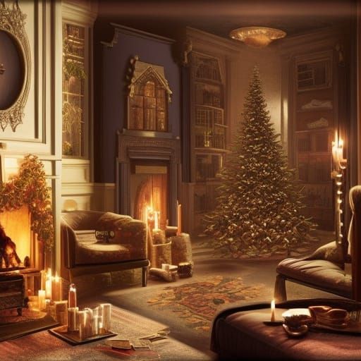 Cozy Family Gathering Around Fireplace During Advent