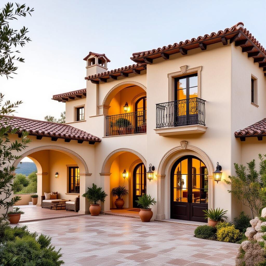 Mediterranean Villa at Golden Hour