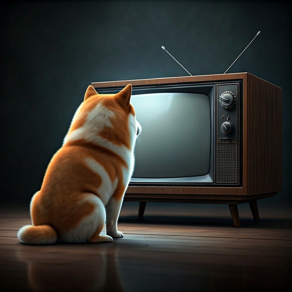 Doge Watches Television in 3D Game Cinematic Style