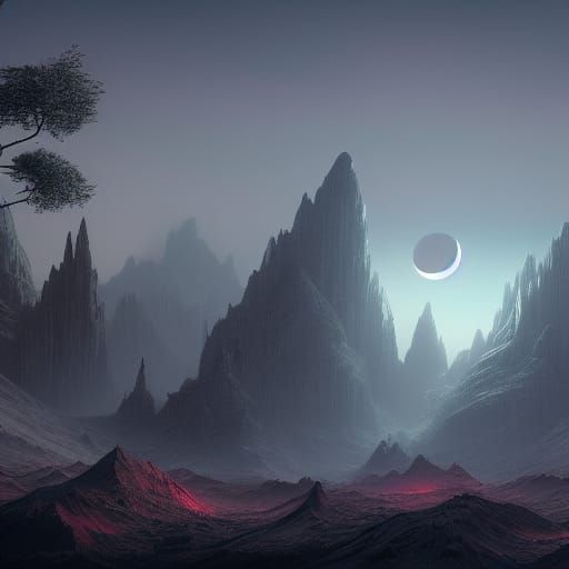 Fantastical Lunar Eclipse in Detailed Matte Painting