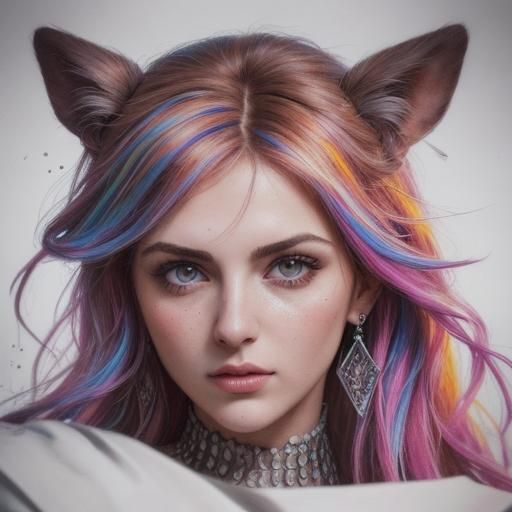 Distressed Woman's Portrait in Splash Art Style