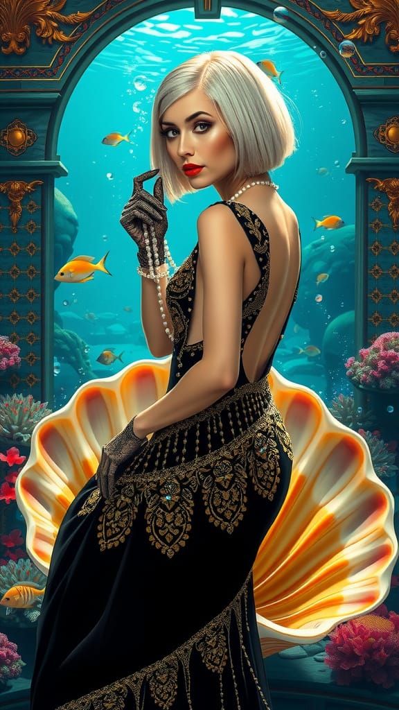 Art Deco Goddess in Underwater Palace
