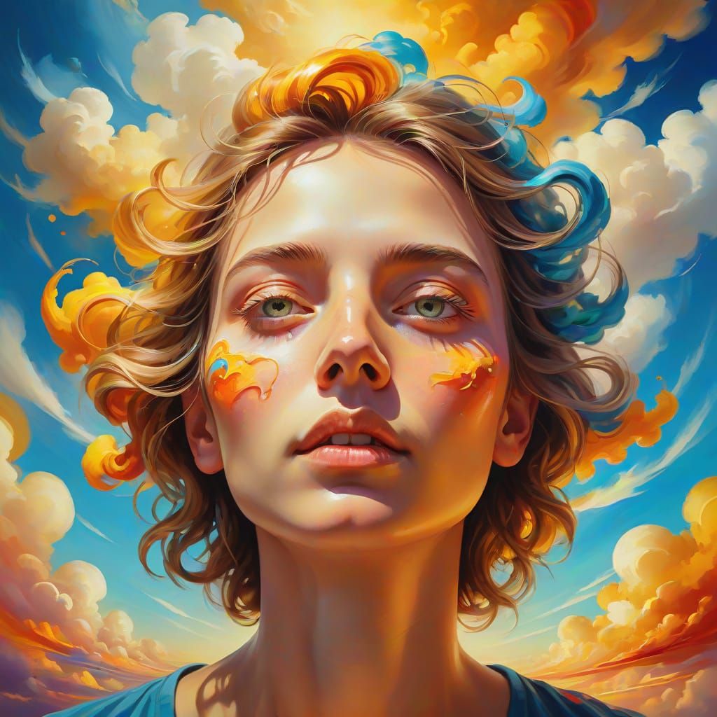 Dreamlike Portrait in a Surreal Oil Painting