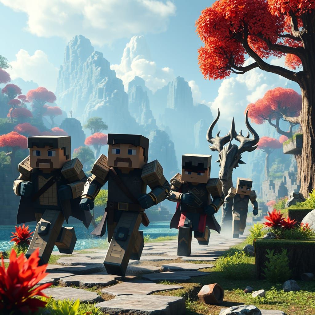 Heroic Steve Battles Warden and Wither in Vibrant Minecraft ...