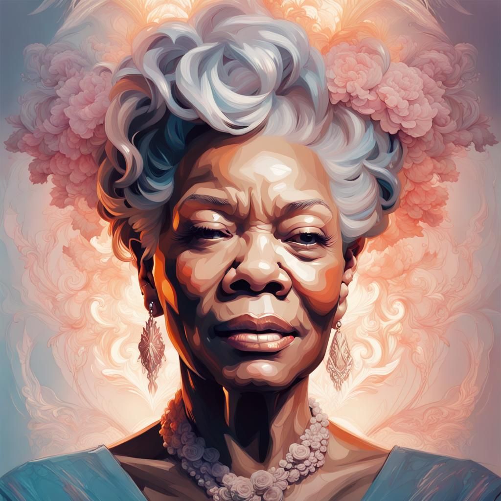 Dreamlike Portrait of Maya Angelou in Rococo Style
