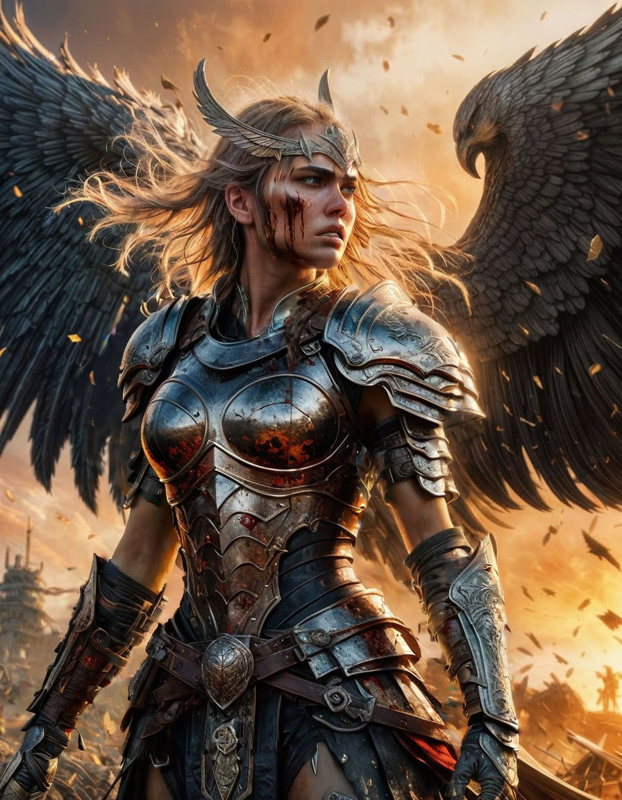 Valkyrie on Battlefield: Epic Fantasy Art