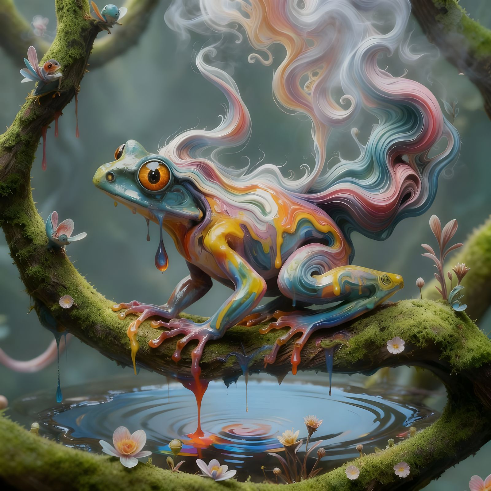 Colorful Smoke Tree Frog as Abstract Nature Art