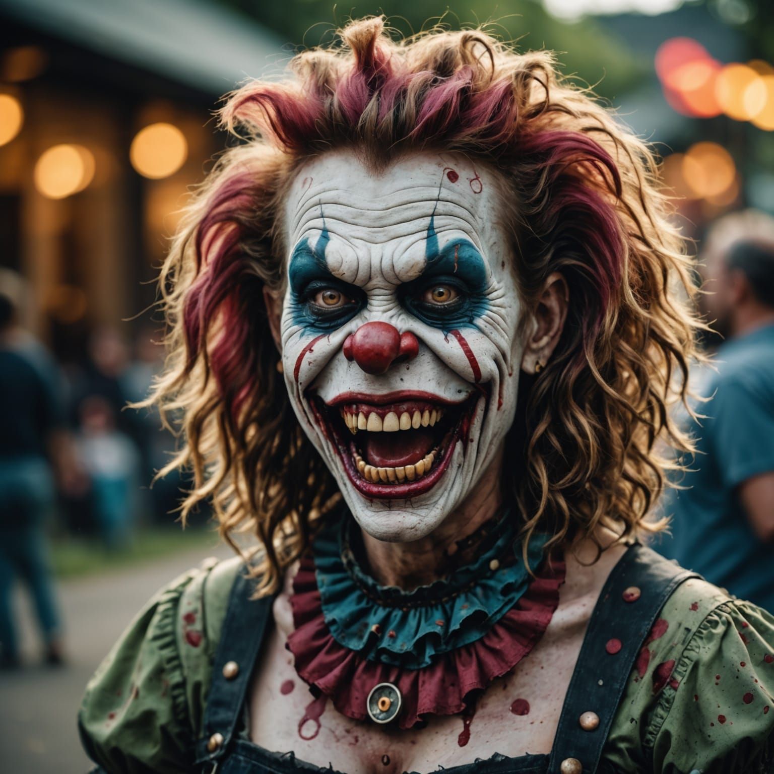 Zombie Monkey Clown Girl Grinning Maniacally