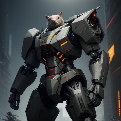 Futuristic Combat Wombat Mech in Sci-Fi Style