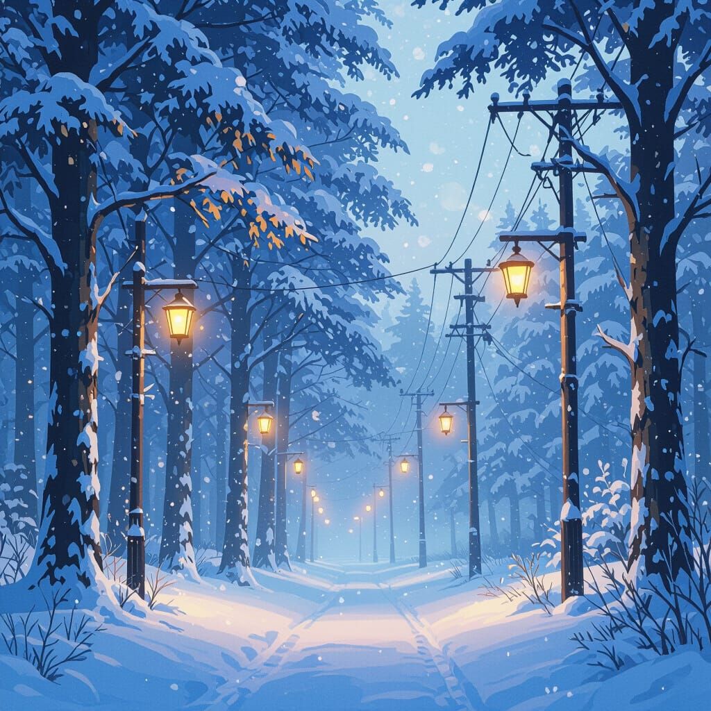 Illuminated Forest in Anime Style