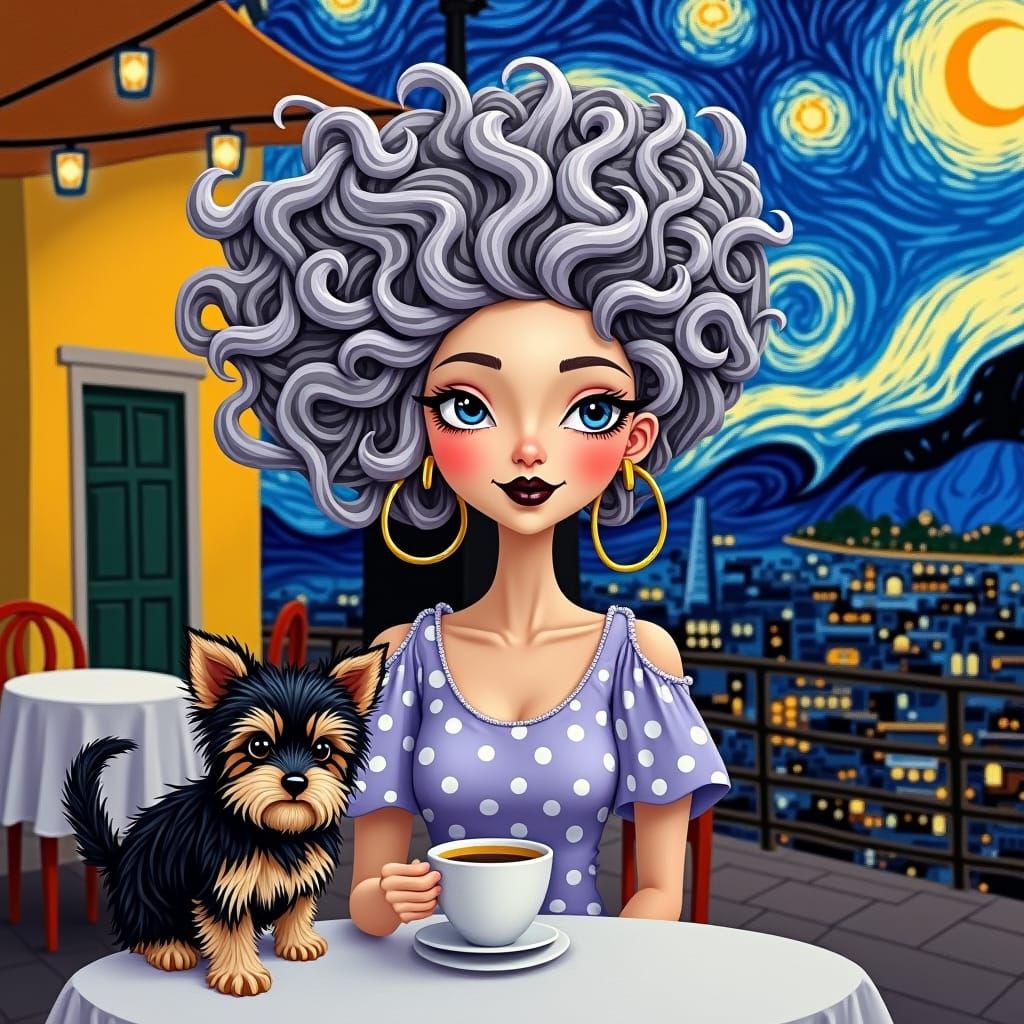 Coffee under a starry night sky