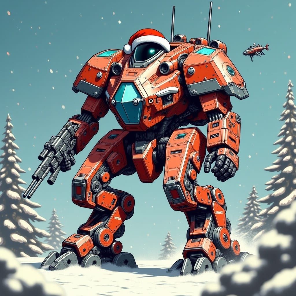 Cyberpunk Christmas Mech Warfare