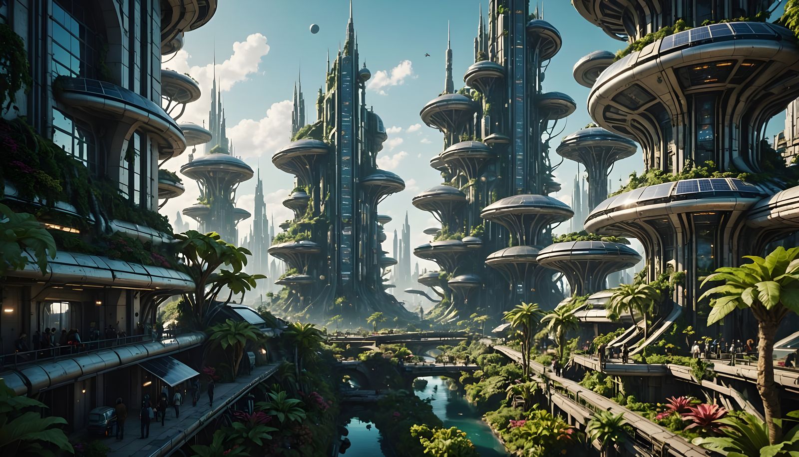 Surreal Solarpunk Metropolis Unveils Alien Nature Harmony