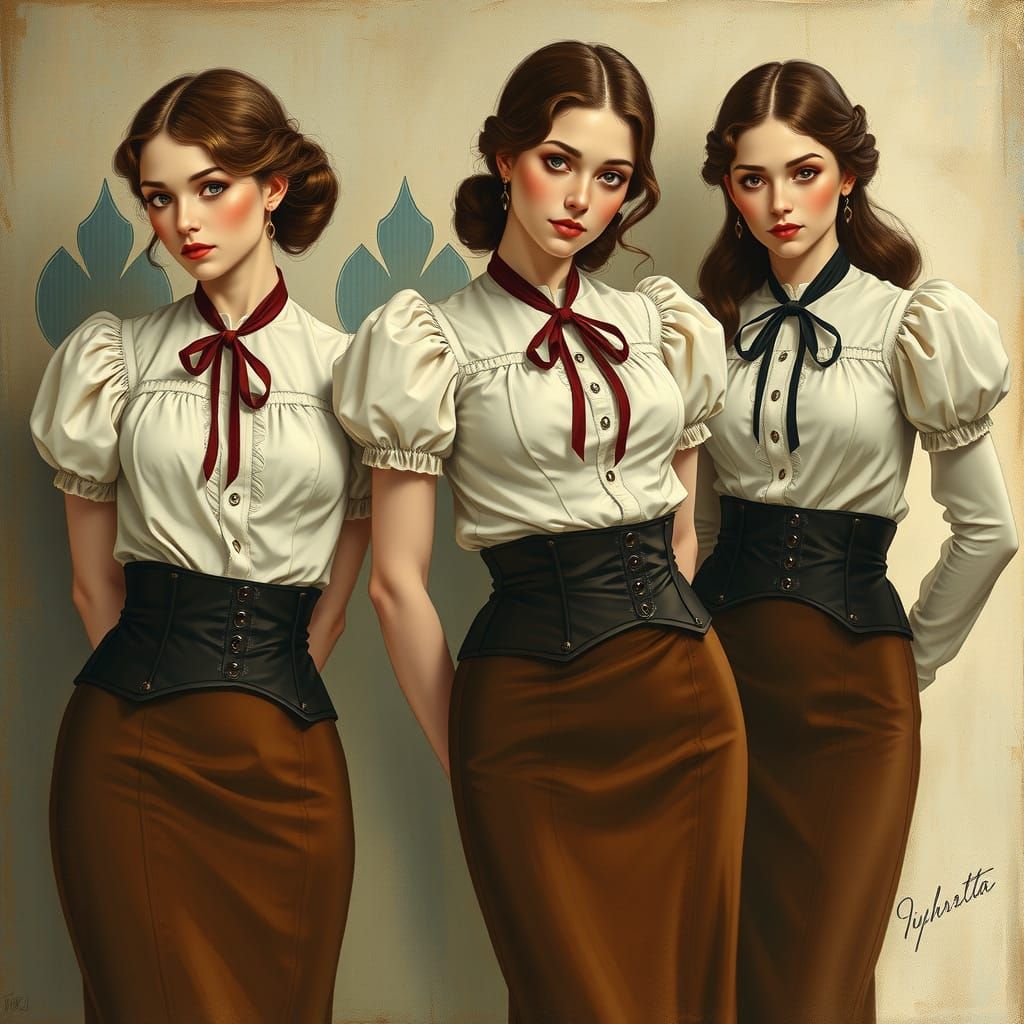 Elegant Women in Art Nouveau Style