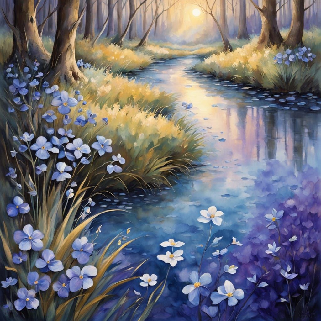 Dreamy Watercolor Violets by Crystal Stream