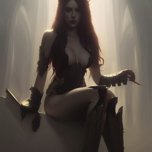 Latex Mistress on Throne: Dark Fantasy Concept Art