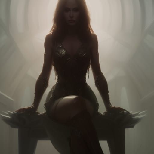 Latex Mistress on Throne in Dark Fantasy Style