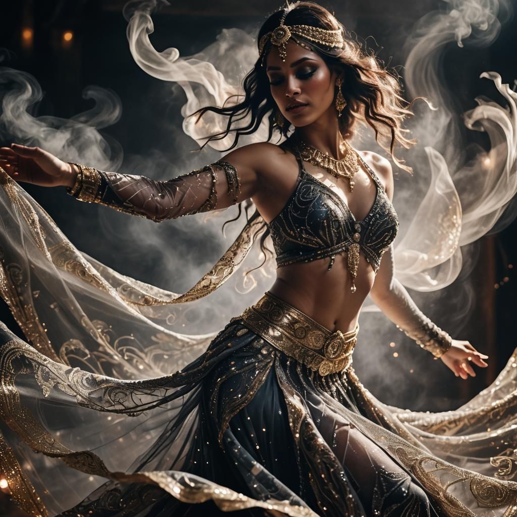 Belly Dancer Portrait in Smoke-Filled Room