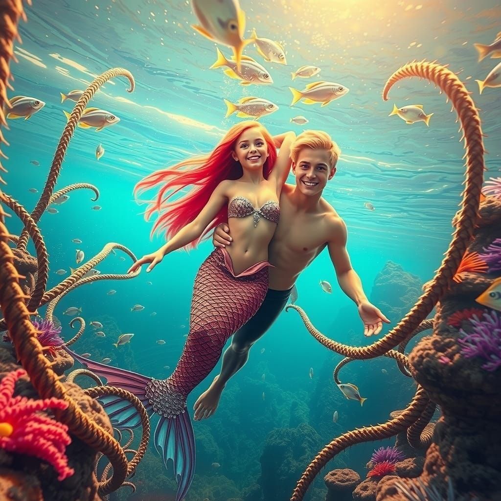 Diving into a Vibrant Underwater World with a Dashing Mermai...