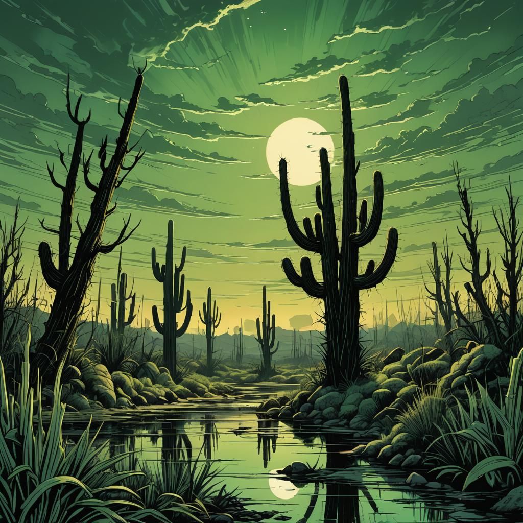 Dramatic Comic Art of Night Grappling with Noon