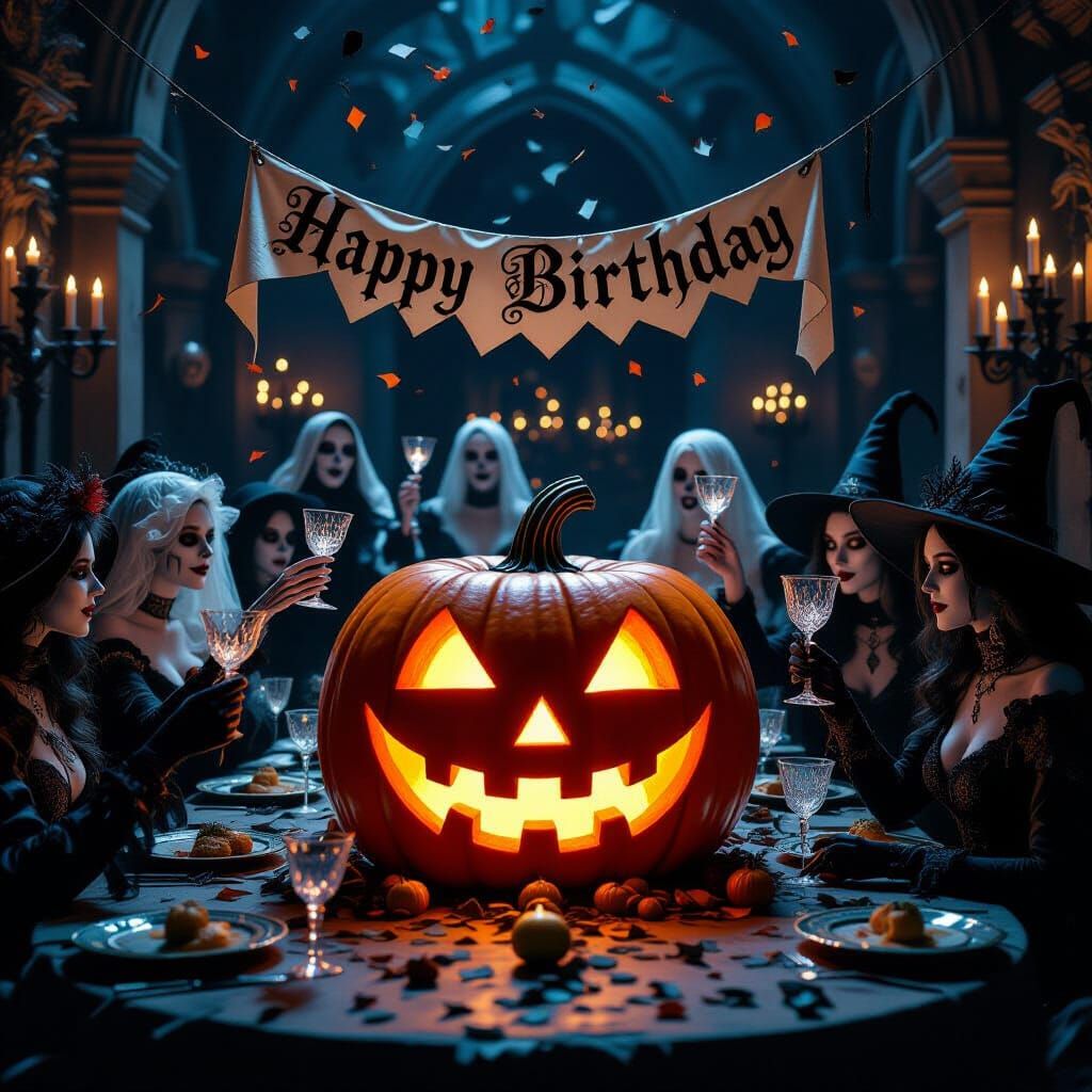 Gothic Birthday Feast with Ghostly Witches
