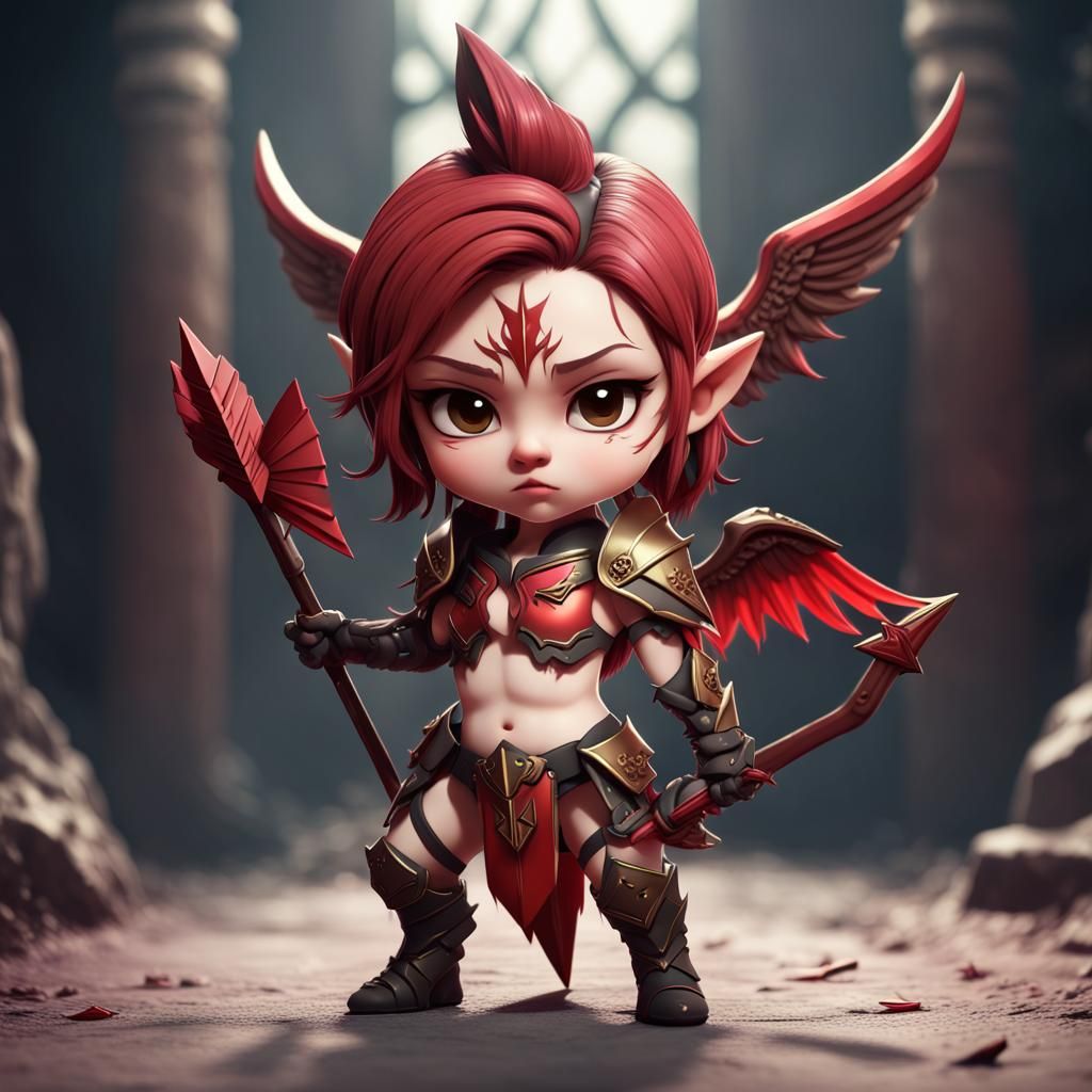 Red Chibi Angel Demon Concept Art