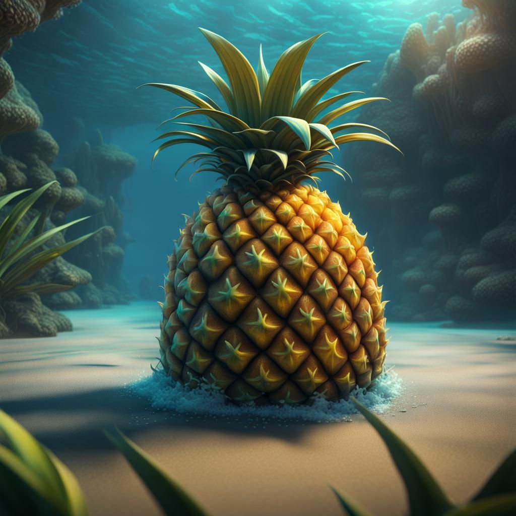 Fantastical Pineapple Stingray in Detailed Matte Painting