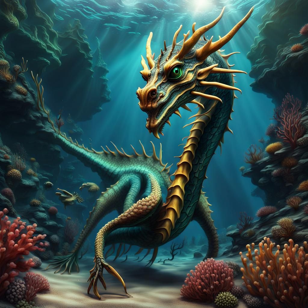 Underwater Sea Dragon in Digital Matte Painting