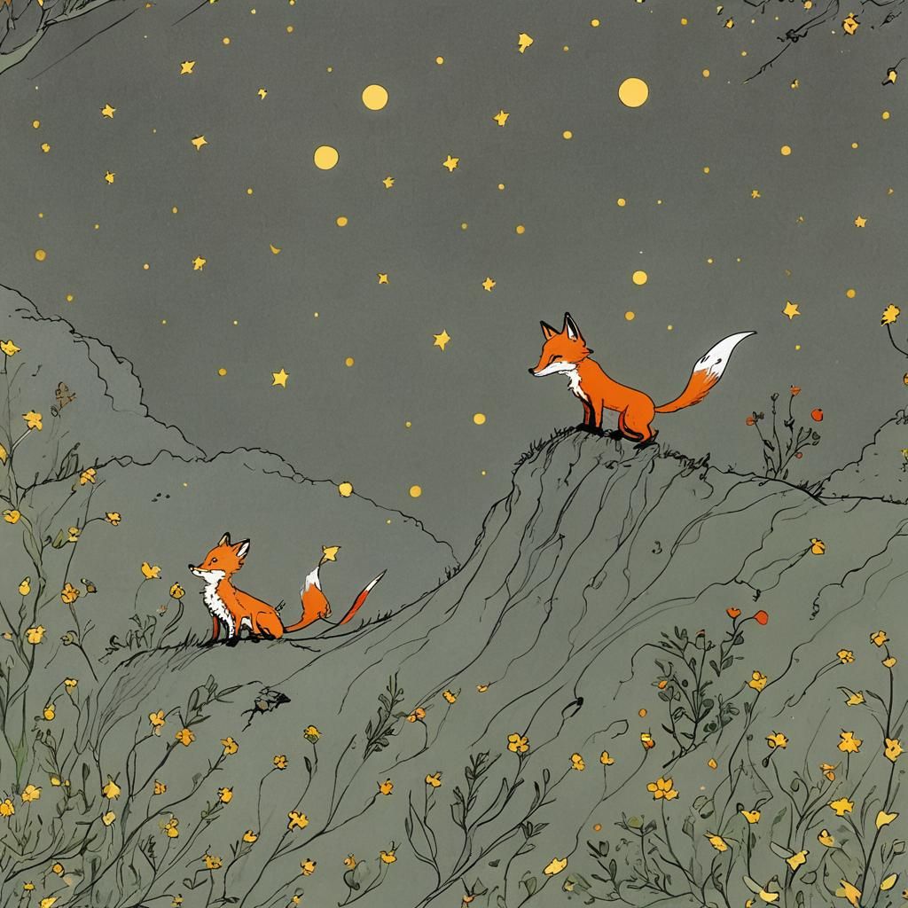 The Little Prince and Fox Illustration