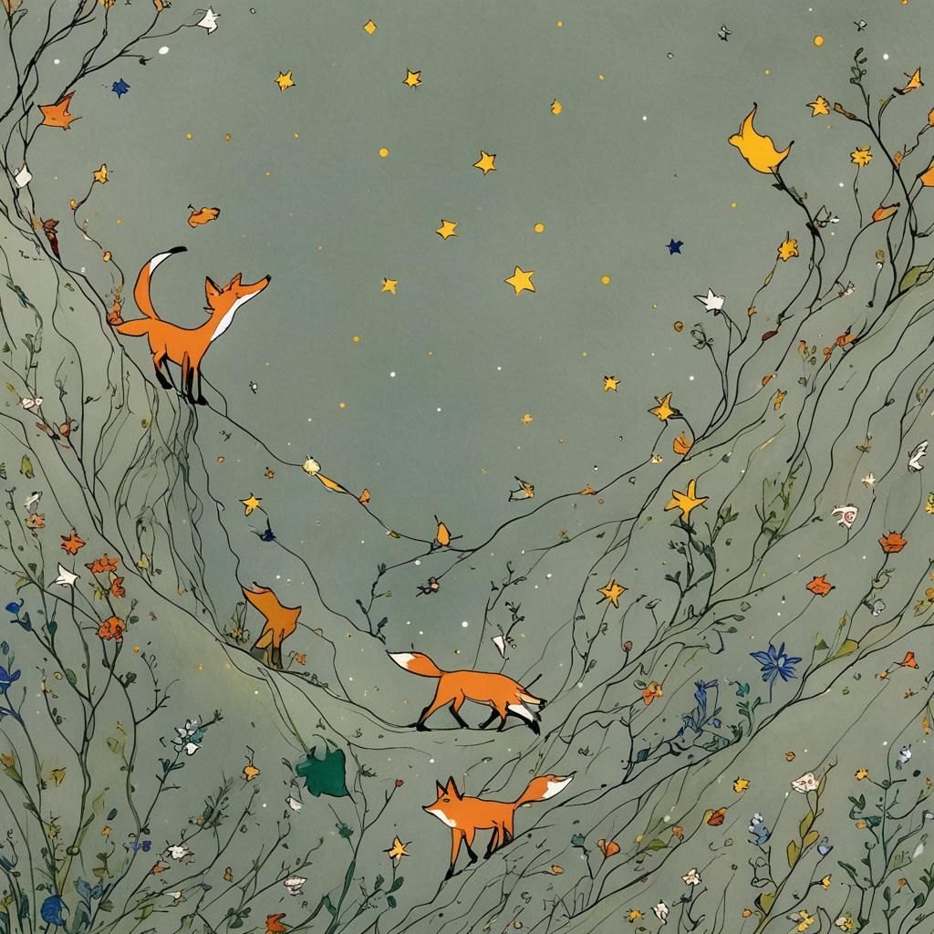 The Little Prince and the Fox Illustration