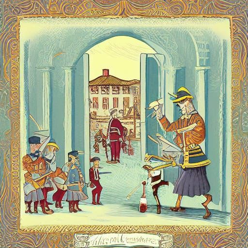 Whimsical Storybook Scene with Civic Duty Theme