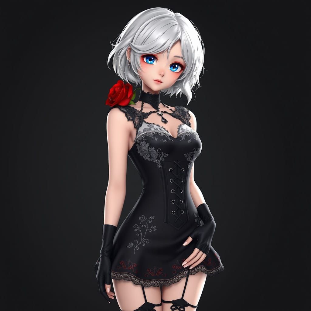 Ethereal Anime Woman with Piercing Blue Eyes