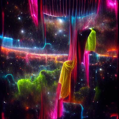 Neon Curtain Flowing in Deep Space