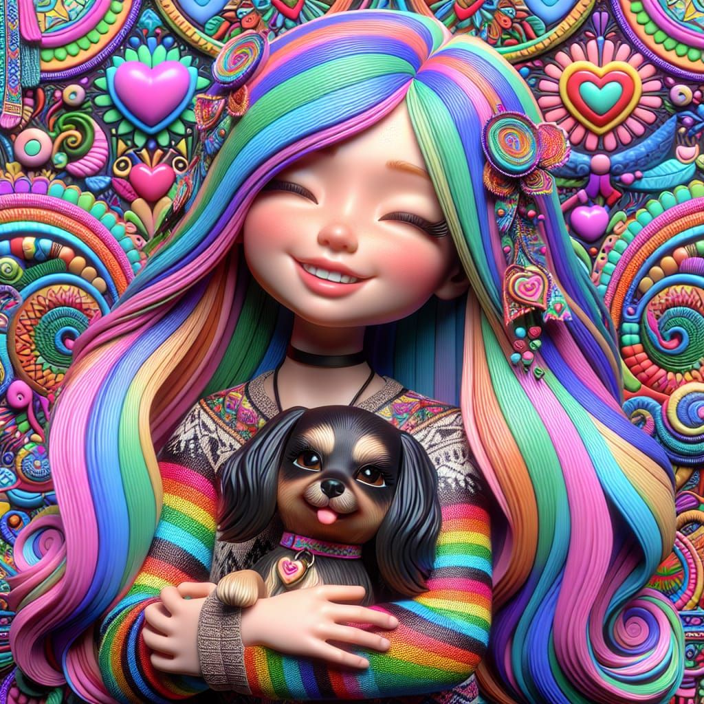 A Disney Pixar style 3D digital illustration of a girl with ...