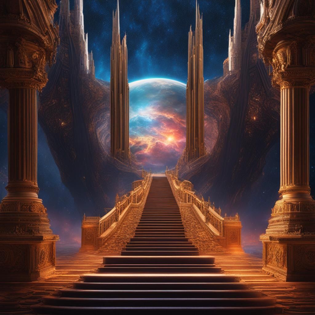 Celestial Stairway to Eternity in Detailed Matte Painting