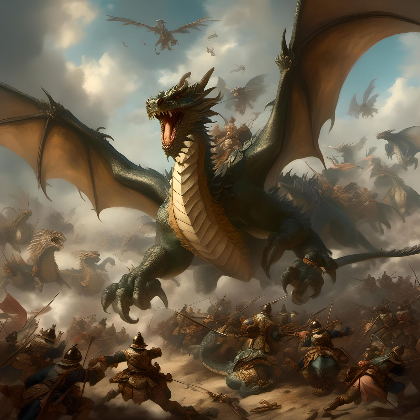 Dragons Aerial Assault Against Ground Forces: Wide-Angle Bat...