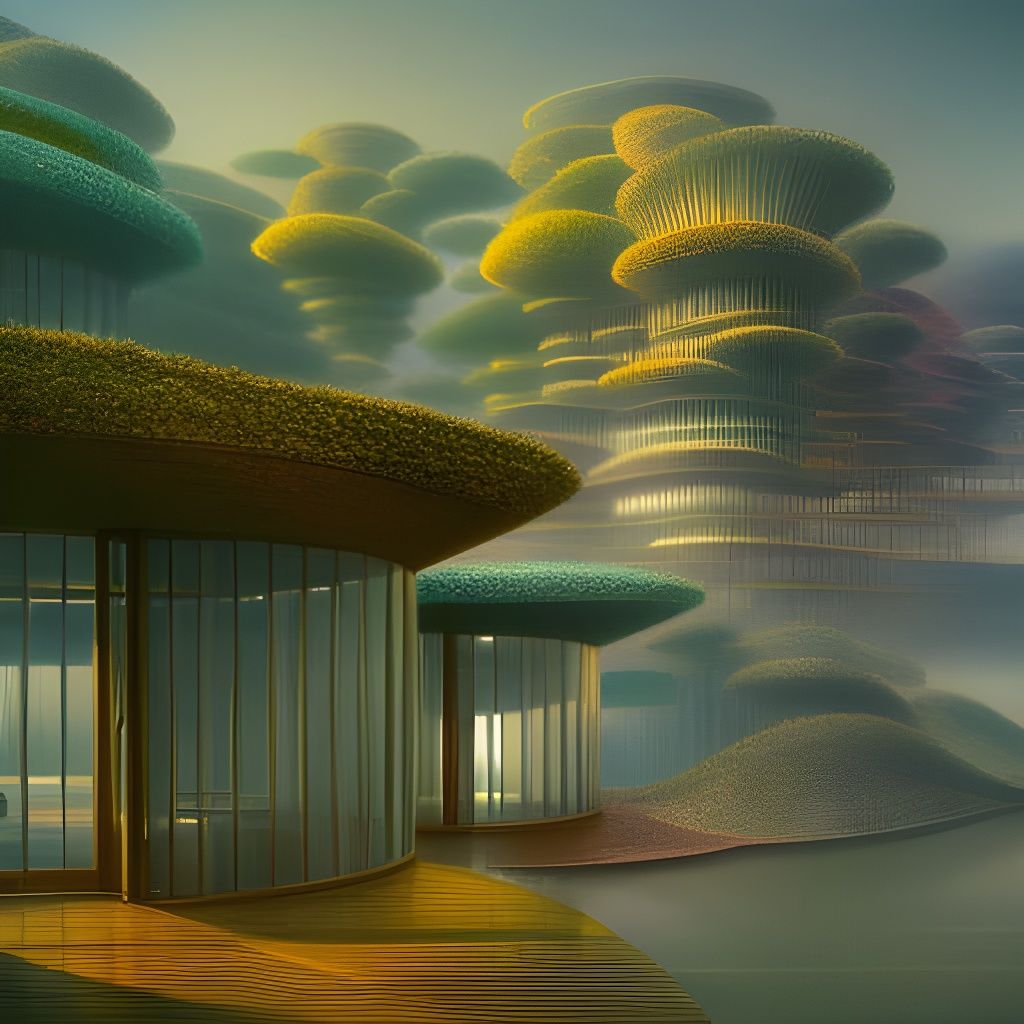 Ethereal Submarine City at Sunset in Steamnouveau Style