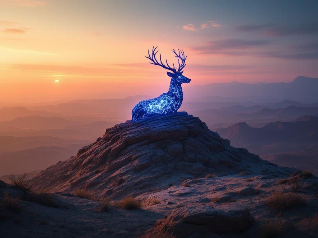 Mystical Deer Geoglyph Awakens at Magic Hour